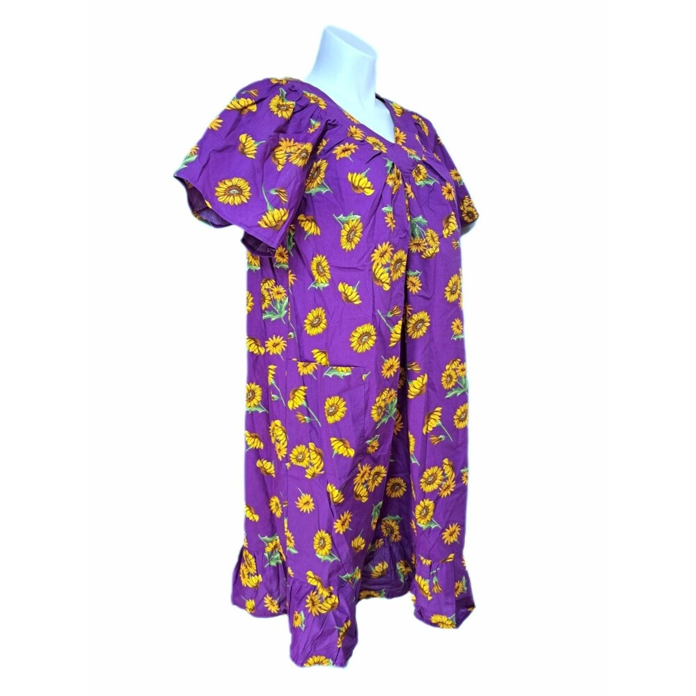 Anthony Richards VTG Purple Daisy Floral Mumu Patio Dress Midi Women's Size 1X